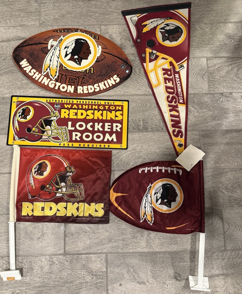 Vintage NFL Washington Redskins LOT (5) Flags / Pennants / Fan Signage